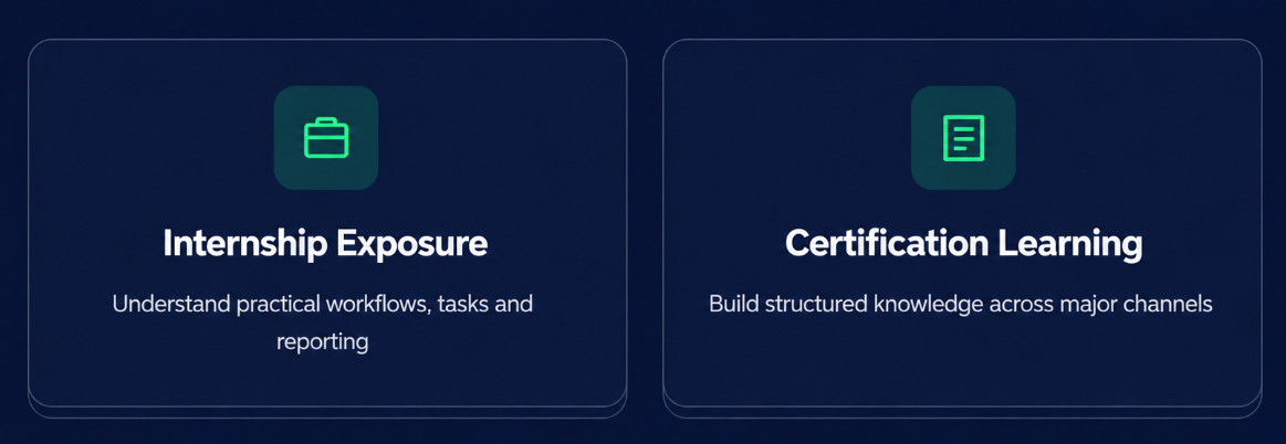 Digital marketing certifications with internship - practical learning and certification preview